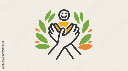 Symbolic illustration of mutual aid and care with hands and human figure