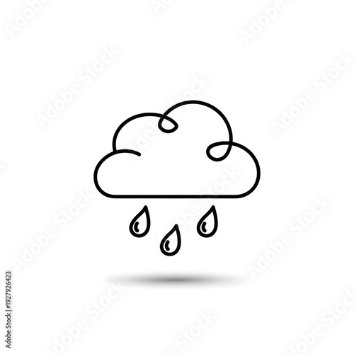 Outline Cloud and Raindrops Weather Icon for Mobile App or Web Design Element
