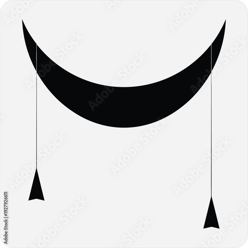 A minimalist emoticon with a crescent smile and triangular eyes