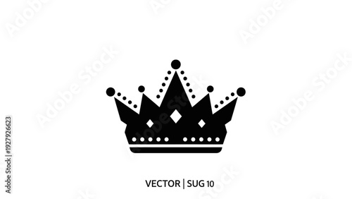 Black crown vector graphic isolated on white background for design elements