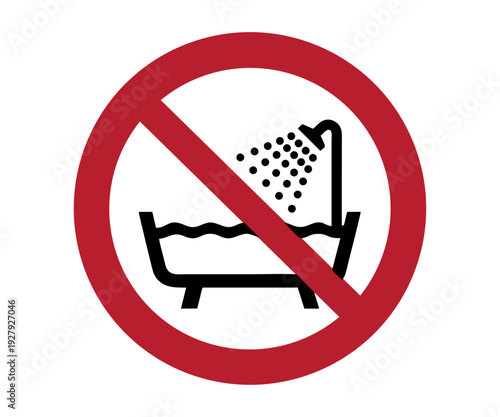 ISO 7010 P026 Do not use this device in a bathtub, shower or water-filled reservoir vector design and illustration.
