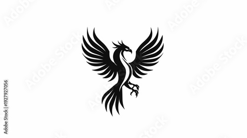 Elegant black phoenix logo on white background design for versatile applications
