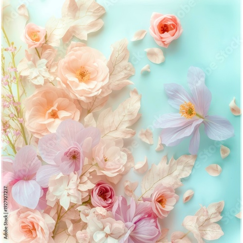 A bouquet of flowers with a blue background