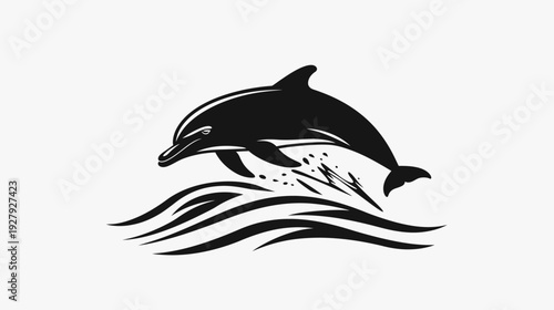 Jumping dolphin illustration aquatic mammal leaping above the water surface