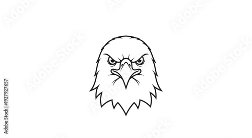 Bold eagle head outline isolated on white background for graphic design