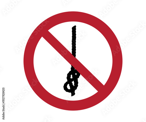 ISO 7010 P030 – Do not tie knots in rope sign. Prohibition symbol isolated on white background. Safety and warning sign vector design and illustration.
