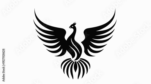 Elegant phoenix symbol against white background vector illustration