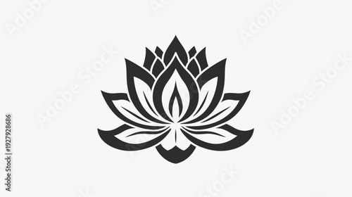 Elegant black lotus flower vector design on white background isolated