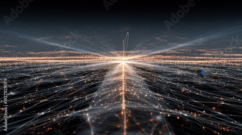 Abstract Light Trails with Dynamic Energy Burst in Dark Space Creating a Sense of Motion and Depth