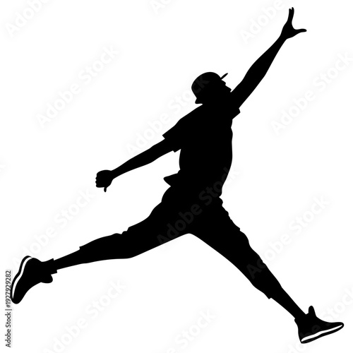 Dynamic Silhouette of an Athlete in Mid-Air, Capturing Movement and Athleticism
