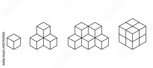Cube icon set isolated on white background. collection of bricks.