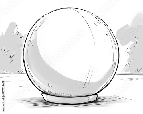 Stylish Monochrome Outdoor Perspective with Decorative Ornament and Contemporary Artistic Shape