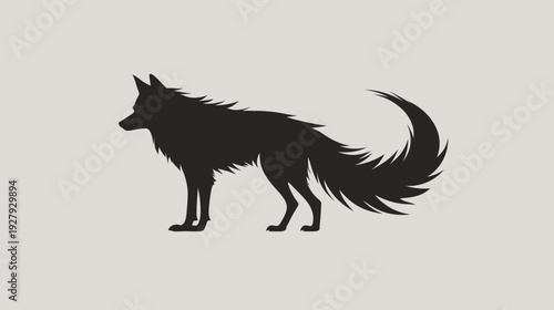 Silhouette of a wolf isolated on a neutral background design element