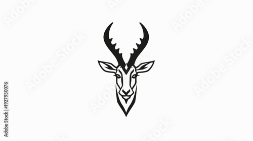 Stylized antelope head with large antlers graphic design for various uses