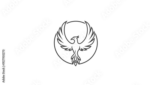 Elegant phoenix symbol in a circle conceptual icon for versatile applications