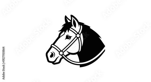 Black and white horse head illustration equestrian animal icon design