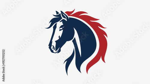 Stylized horse head logo on white background equestrian design concept