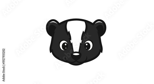 Cartoon skunk head illustration isolated on white background