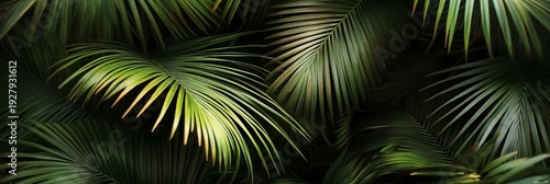 Tropical Palm Leaves in Lush Greenery, Exotic Foliage Pattern, Nature s Canvas of Beauty