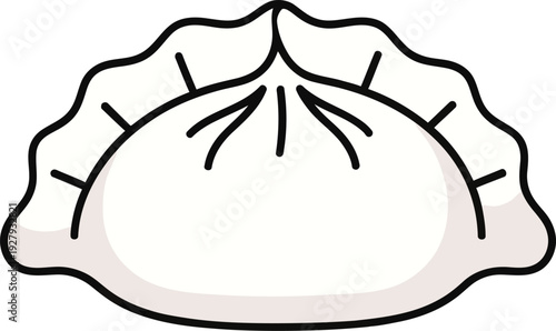 Dumpling with black outline and gray shadow food cartoon 1