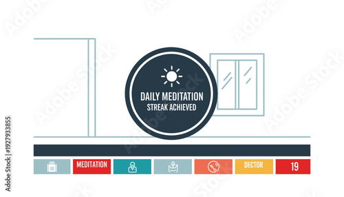 Daily meditation streak achieved with modern app interface