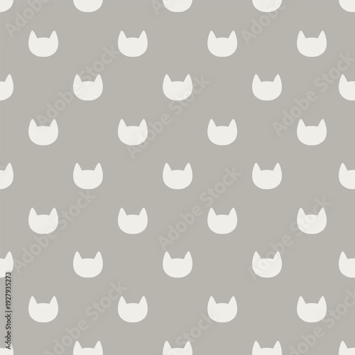 Minimal cat heads seamless pattern background