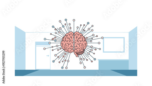 Innovative brain network concept in modern office space
