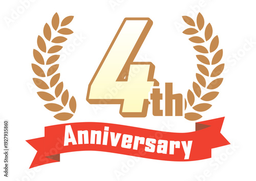 月桂樹とリボンの4周年アイコン