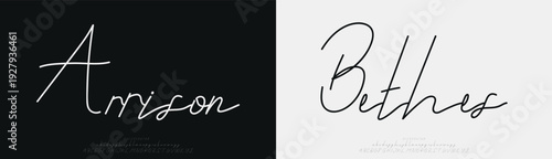 Arrison Bethes, Beauty Luxury Script font alphabet logo. Typography beautiful fashion elegant classic letters serif italic fonts decorative wedding vintage retro logos. vector illustration
