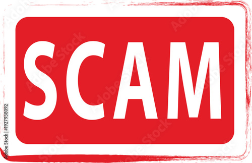 Red rubber Scam stamp design. Showing fake and warning concept.