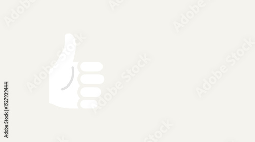 Isolated white 3d thumbs up hand icon against a light neutral background for positive approval and agreement