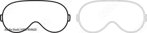 Two black and white outlines of ski goggles snow winter