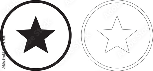 Black star inside circle and outline star inside double circle
