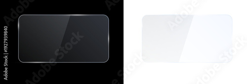 Transparent Glass plate background. Realistic screen glass, window effect with flare, clear glass showcase, glossy plastic glare frame, acrylic with glares and light, plexiglas, 3d.	
