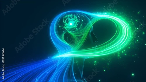 Wallpaper Mural Abstract glowing human head concept with neural network and vibrant energy Torontodigital.ca