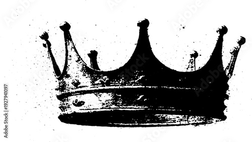 Royal sword and crown high contrast black and white ink drawing for artistic decor