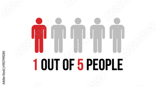 1 in 5 People Infographic Vector – Visual Statistic Icon Highlighting Demographic Data for Awareness Campaigns, Health Reports, and Educational Design Projects