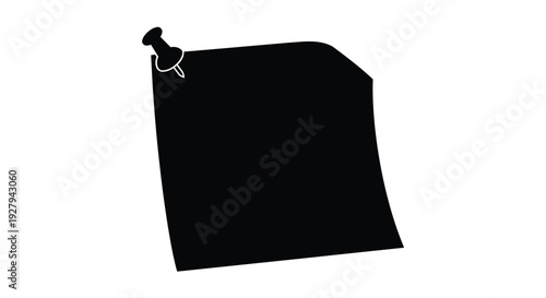 A black note card pinned to a white background a stark silhouette