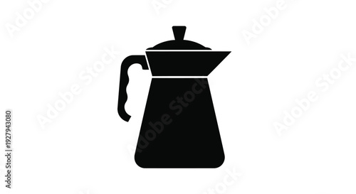 A black silhouette of a classic italian stovetop espresso maker silhouette