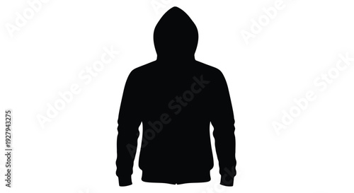 A dark hooded figure against a white background silhouette