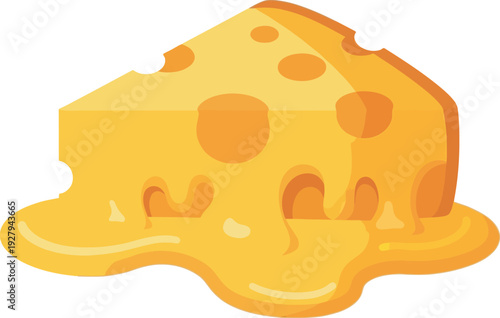 Melting yellow cheese wedge with orange spots 1