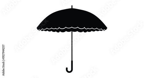 A simple black umbrella illustration against a white background silhouette