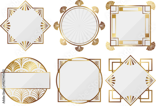 高級感のあるアールデコ風フレーム6種セット　ホワイト＆ゴールド