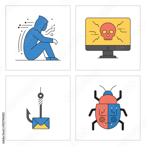 Person in a blue hooded jacket sits hunched over looking distressed, with abstract digital lines emanating around them.