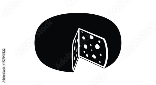 A black silhouette of swiss cheese with a missing piece silhouette