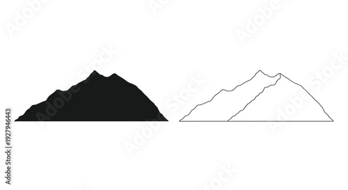 Mountain range illustration with contrasting styles a striking silhouette