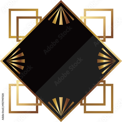高級感のあるアールデコ風フレーム　ブラック＆ゴールド