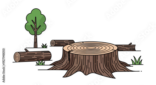 Tree Stump and Logs.