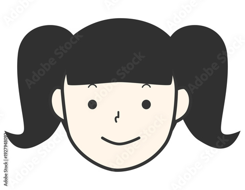 ツインテールの可愛い女の子　パッツン