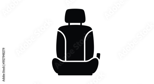 Black car seat design isolated on a white background silhouette